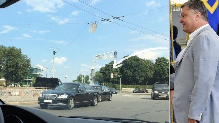 Кортеж Порошенко нарушил ПДД в центре Киева
